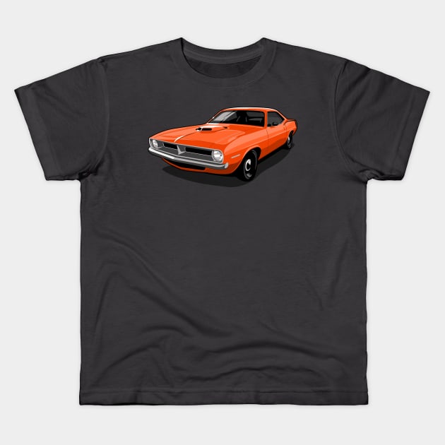 1970 Plymouth Barracuda in Vitamin C Kids T-Shirt by candcretro